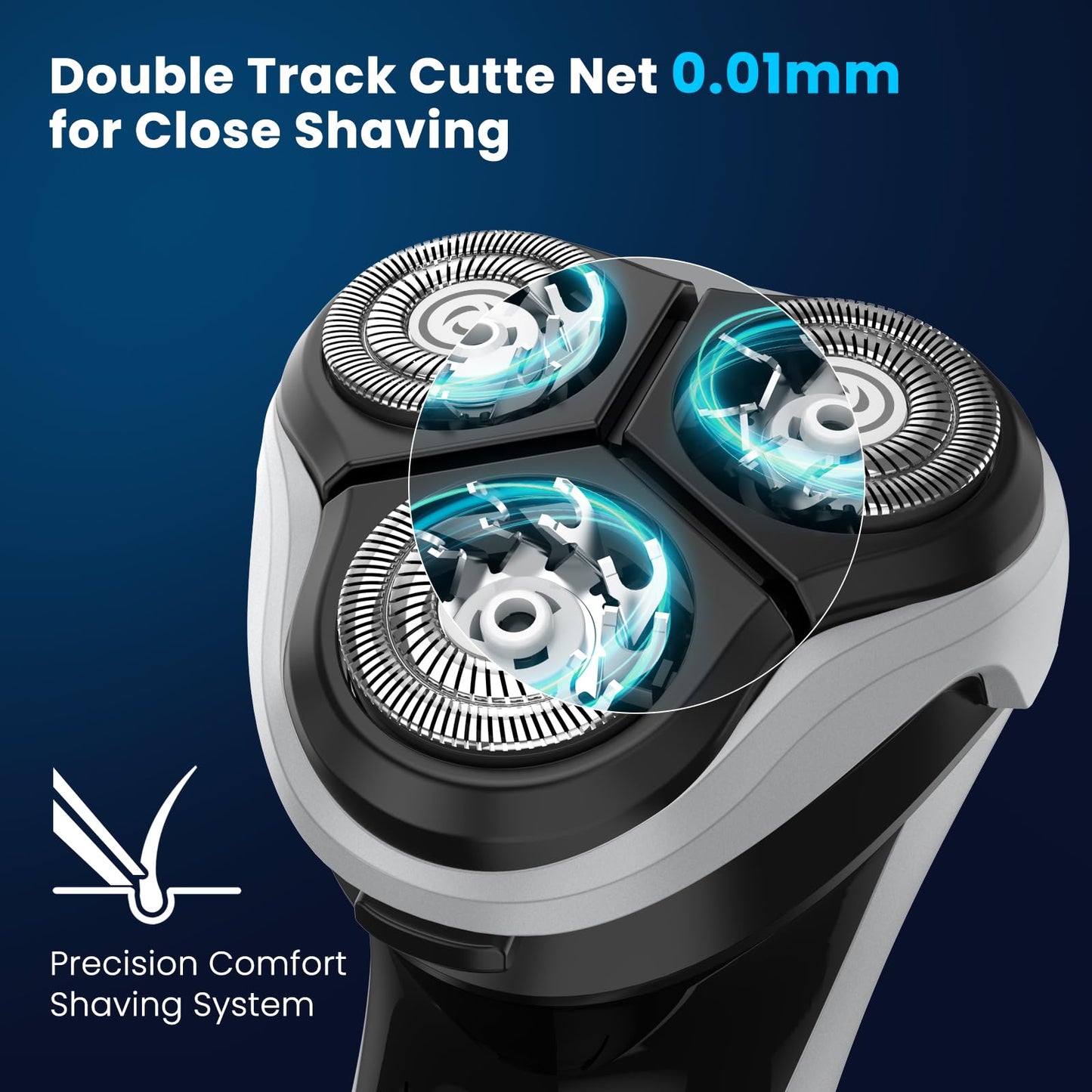 SweetLF Men's Electric Shaver, Silent & Powerful, IPX7 Waterproof, Dual-Track Floating Blades, Type C Fast Charging, 60 Minutes Charge, 120 Minutes Runtime (Black&Gray)
