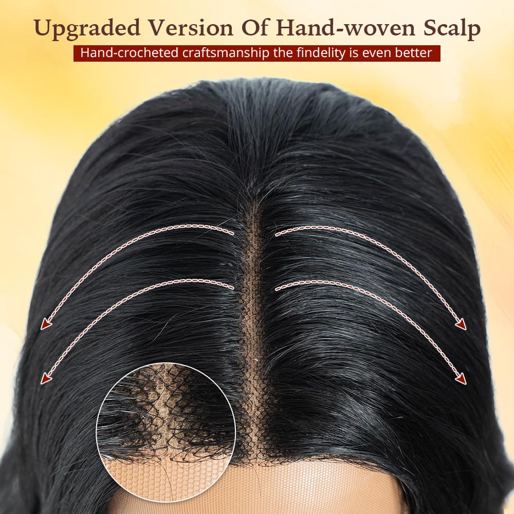 Rebecca Q Long Wavy Synthetic Lace Front Wig for Women 30 inches Middle Part Natural Hairline Heat Resistant Fiber Wigs for Daily Party (Ginger)