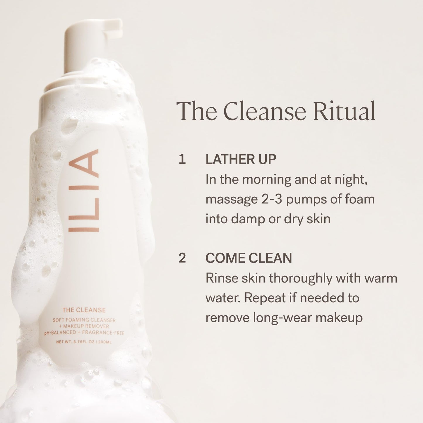 ILIA - The Cleanse Soft Foaming Cleanser + Makeup Remover | Replenish, Hydrate, Cleanse, Soften, Refresh Skin | Non-Toxic, Vegan, Cruelty-Free, Clean (6.76 fl oz | 200 ml)