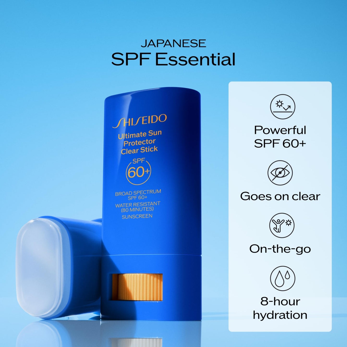 Shiseido Ultimate Sun Protector Clear Stick SPF 60+ (0.7 oz) + Sun Protector Cream (50 mL) - Hydrating, Invisible Broad-Spectrum Sunscreen - Free of Oxybenzone & Octinoxate