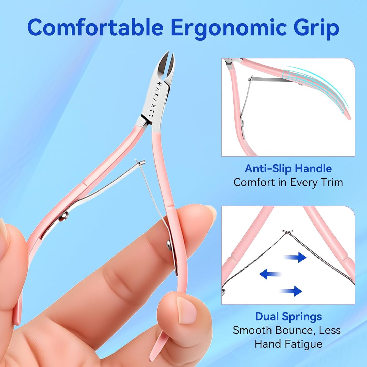 Makartt Cuticle Nippers - Professional 7mm Blade Trimmer with Ergonomic Handle | Pink, 2 Pack for Salon & Home Use
