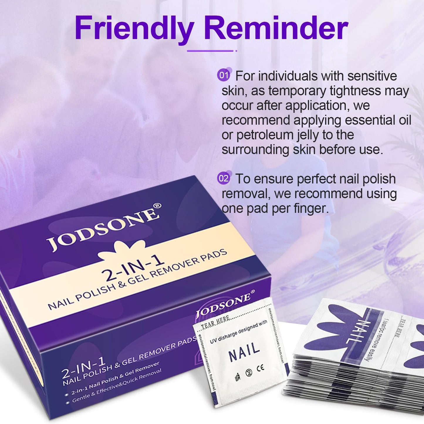 JODSONE Acetone Nail Polish Remover Pads