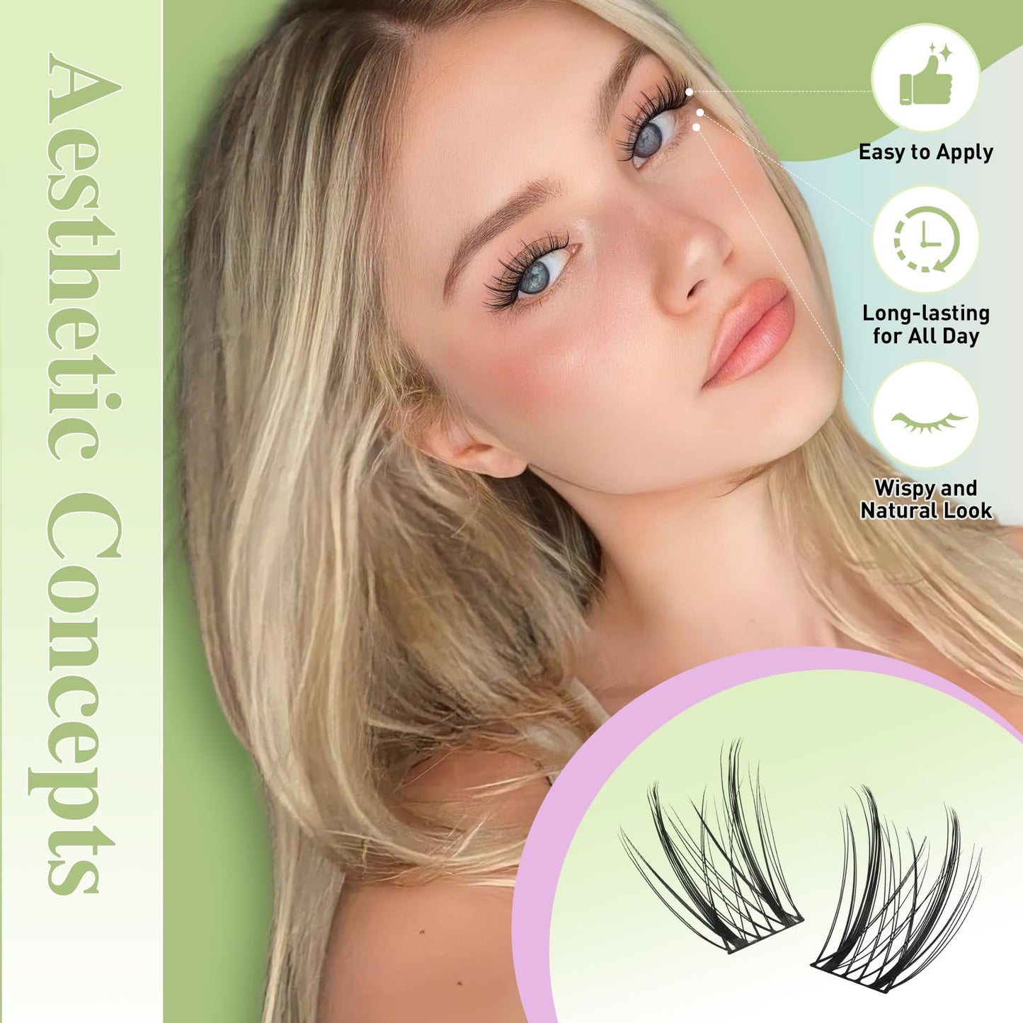 KEYYOU Angel Lash Clusters Kit, 8-18mm Mix D Curl Wispy Natural Eyelash Clusters with Bond, Seal and Tweezers for DIY Eyelash Extension at Home(Lash Kit-Angel A08)
