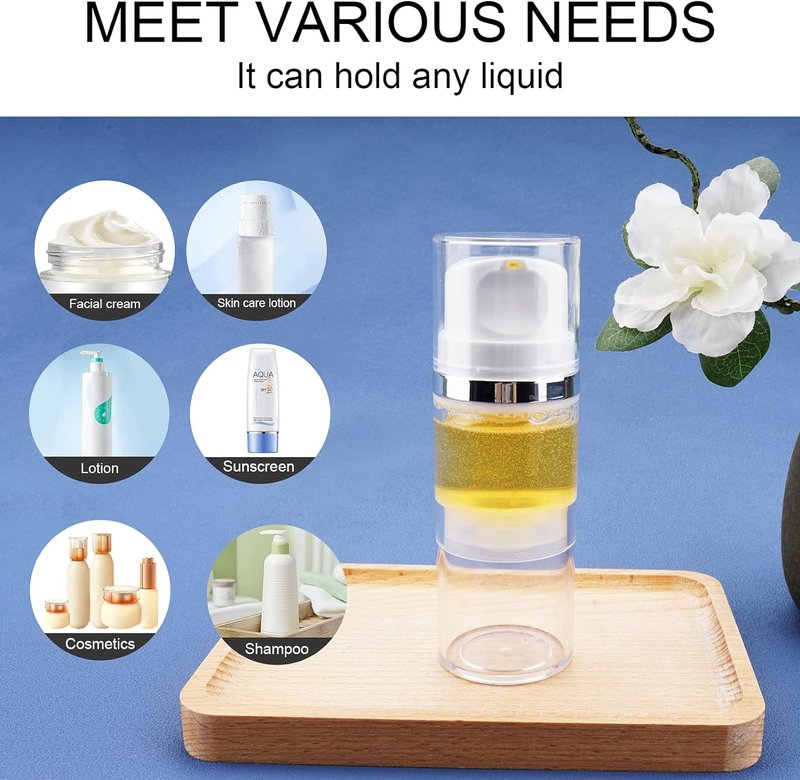 Airless Pump Bottles - 3.4oz/100ml Dispenser Jars for Moisturizers, Lotions & Creams | 6 Pack, Clear