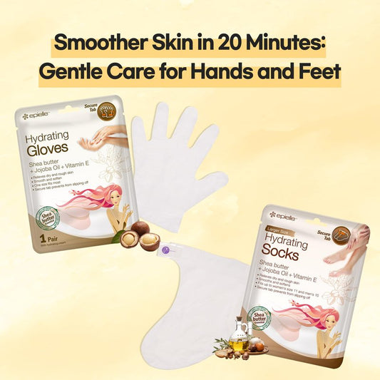 Epielle Hydrating Hand & Foot Masks (Glove & Socks 12pk) for Dry Hand, Dry & Cracked Heel