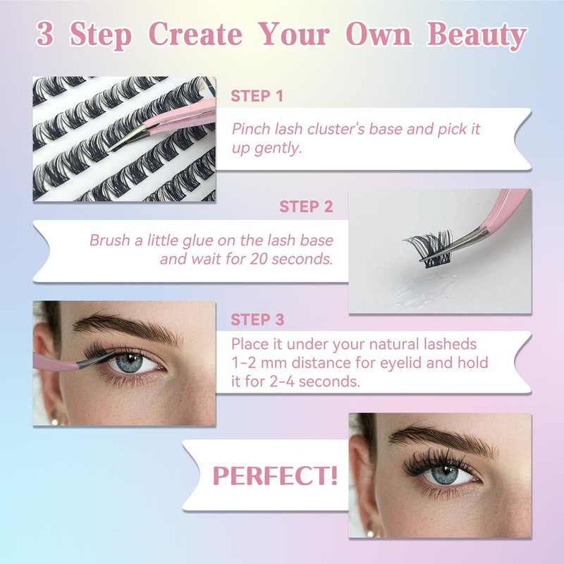 Gekinye Wispy Lash Clusters 120pcs - Individual Lashes 8-16mm Natural Eyelash Clusters DIY at Home with Soft Thin Band