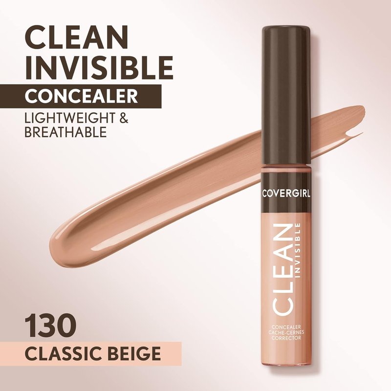 Covergirl Clean Invisible Concealer - Lightweight Hydrating Formula | Classic Beige 130, 0.23oz