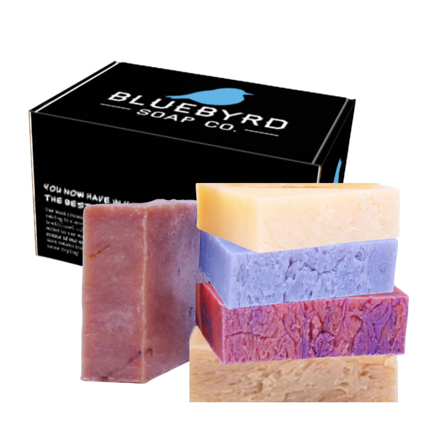 Bluebyrd Soap Handmade Bar Set for Women – 5 PC Fresh Fruity Scents: Cherry Almond, Pear, Cucumber Melon, Mango, Coconut – Natural Soaps – Great for Anniversary & Wedding Gifts – Gift Ready Boxed Set