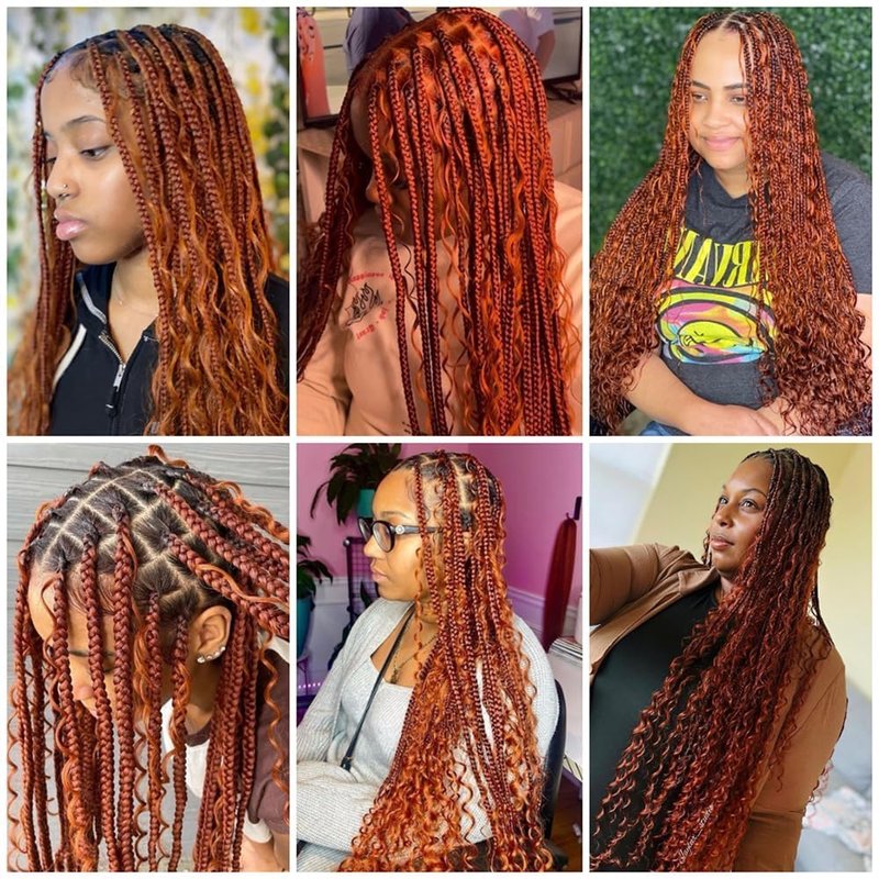 Ginger Orange Deep Wave Bulk Human Hair - 3 Bundles, 150g, 24 Inch | No Weft, 12A Curly Braiding Extensions