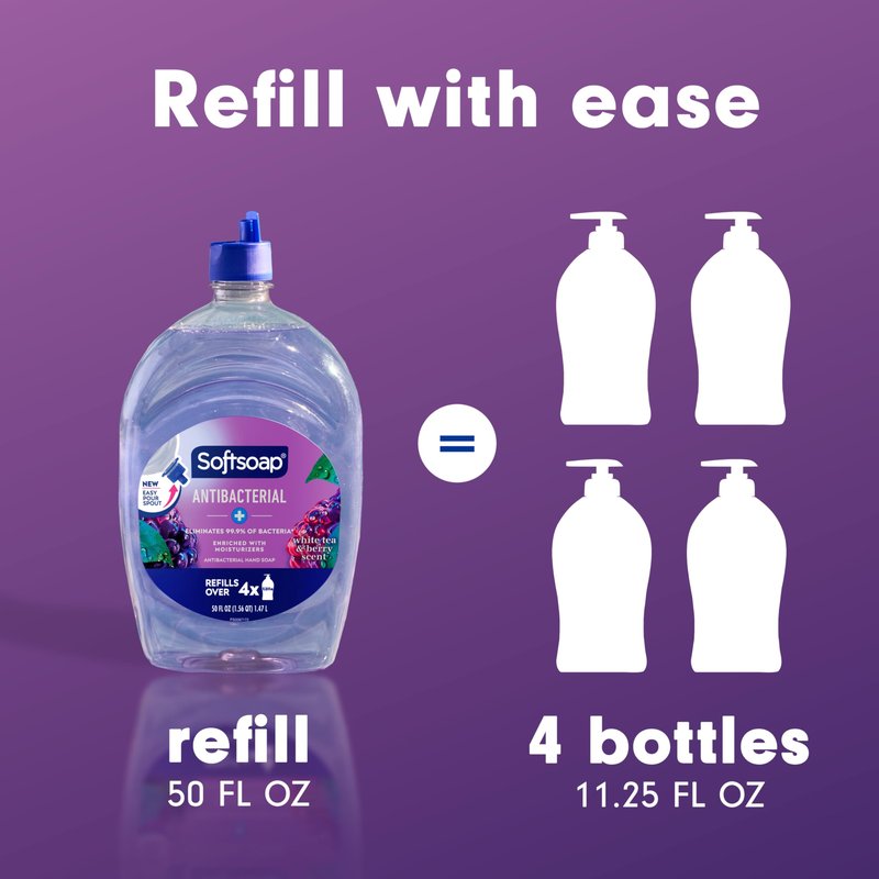 Softsoap - US05259A SOFTSOAP Antibacterial Liquid Hand Soap Refill, White Tea and Berry Fusion, 50 Ounce Bottle, Pack of 6