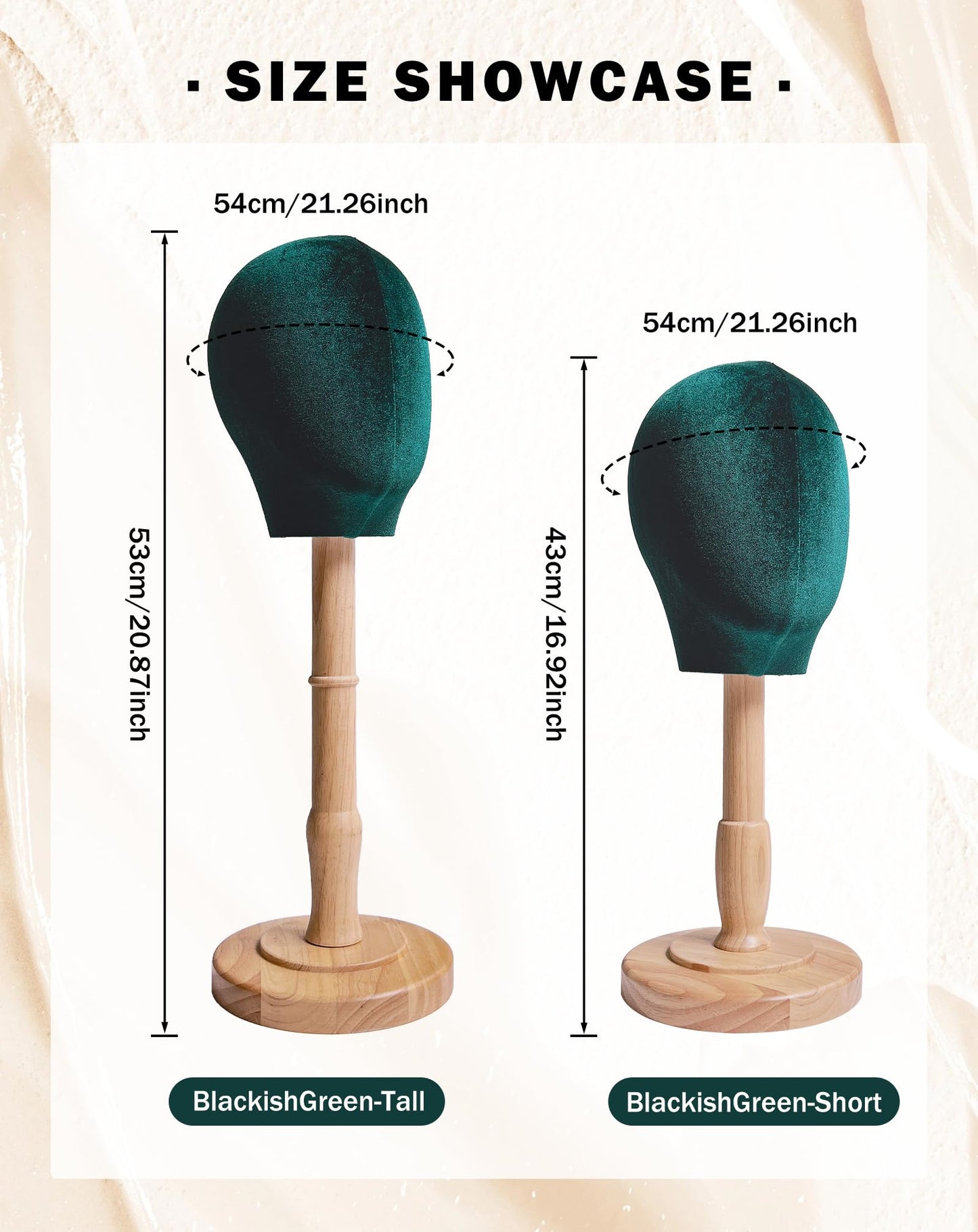 CHADWICK UnPinnable Mannequin Head With Stand 17Inch Height, 21.25 Inch Head circumference Velvet Wig Stand For Styling, Wig Head Stand With Mannequin Head, Hair Mannequin Head That Cannot Be Inserted