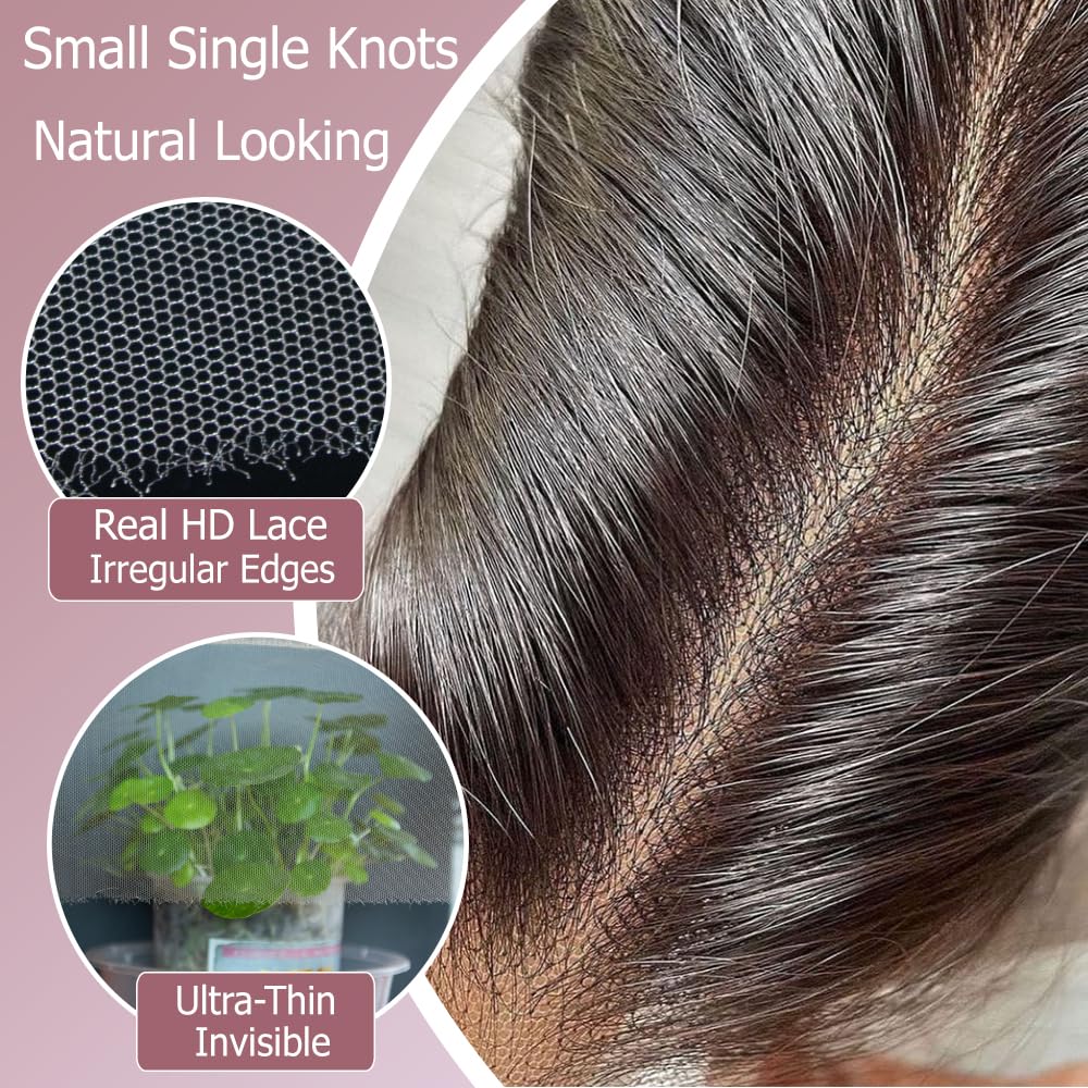 HD Lace Closure - 0.10mm Ultra-Thin Invisible Swiss Lace | Pre-Plucked with Baby Hair, 14 Inch, Natural Black