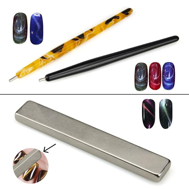 Magnet Nail Art Polish Tool Set - 17 Piece Cat Eye Gel Polish Kit for DIY & Salon Use | 3D Magnetic Tools