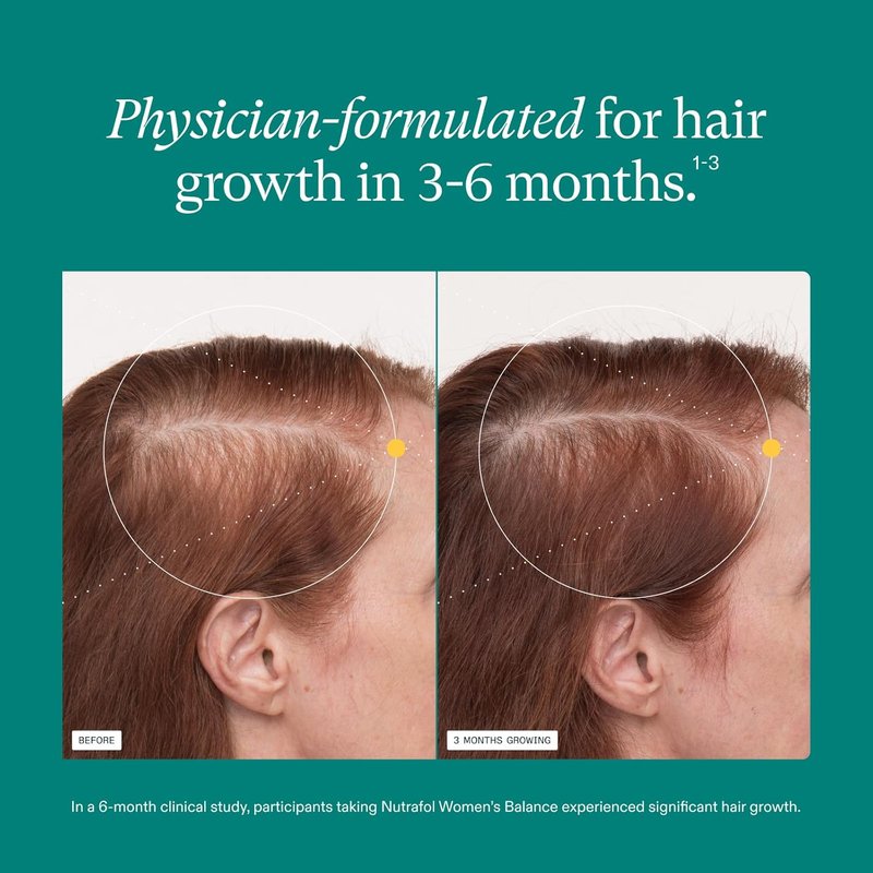 Nutrafol Women's Balance Hair Growth Supplements - Clinically Proven for Thicker Hair | 2 Month Supply, 2 Refill Pouches