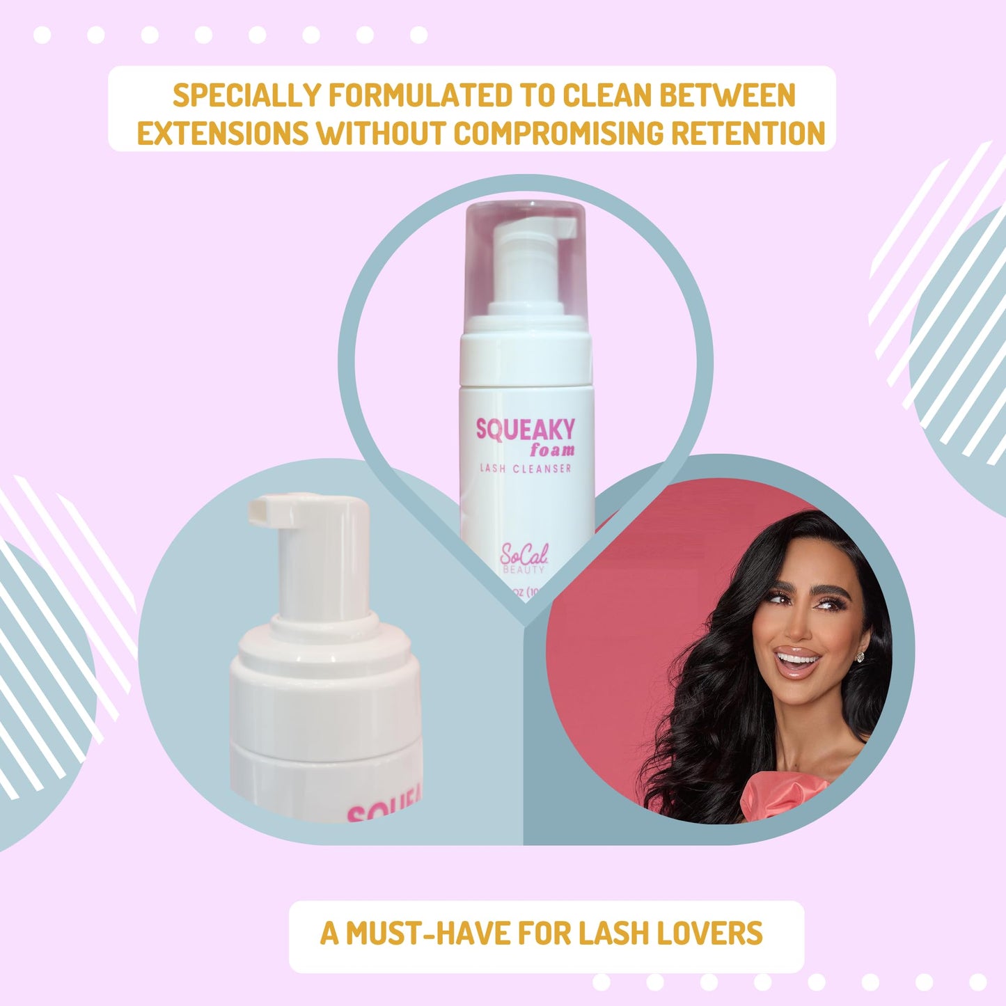 SoCal Beauty Squeaky Rose Water Lash Cleanser Luxury Foam Cleanser for Lash Extensions