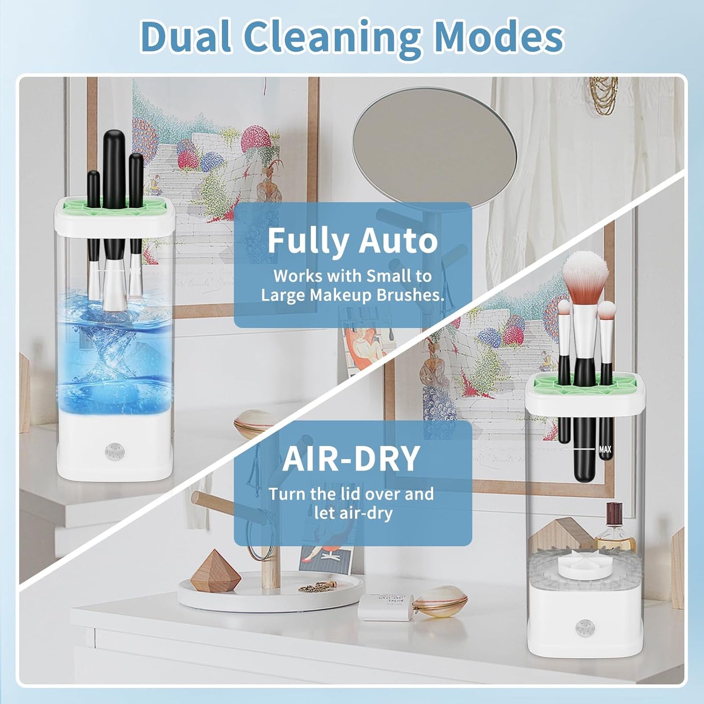 Electric Makeup Brush Cleaner - 9000 RPM Automatic Cleaning Machine | Waterproof for Brushes & Sponges
