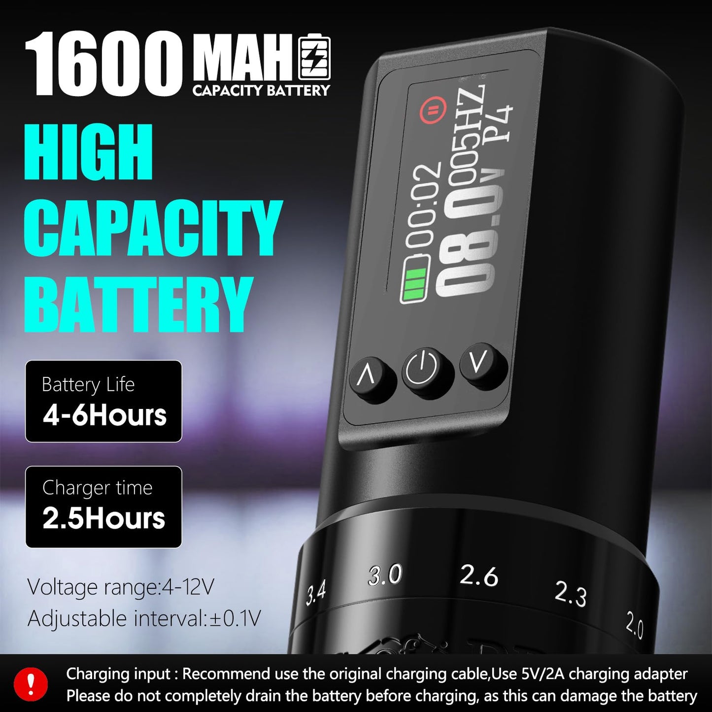 Tattoo Gun Kit Complete Wireless Tattoo Machine Kit, Kiss of Dragon V1 Rotary Adjustable Stroke Tattoo Pen with 1600 mAh Cordless Battery Tattoo Cartridge Needles Set for Beginners