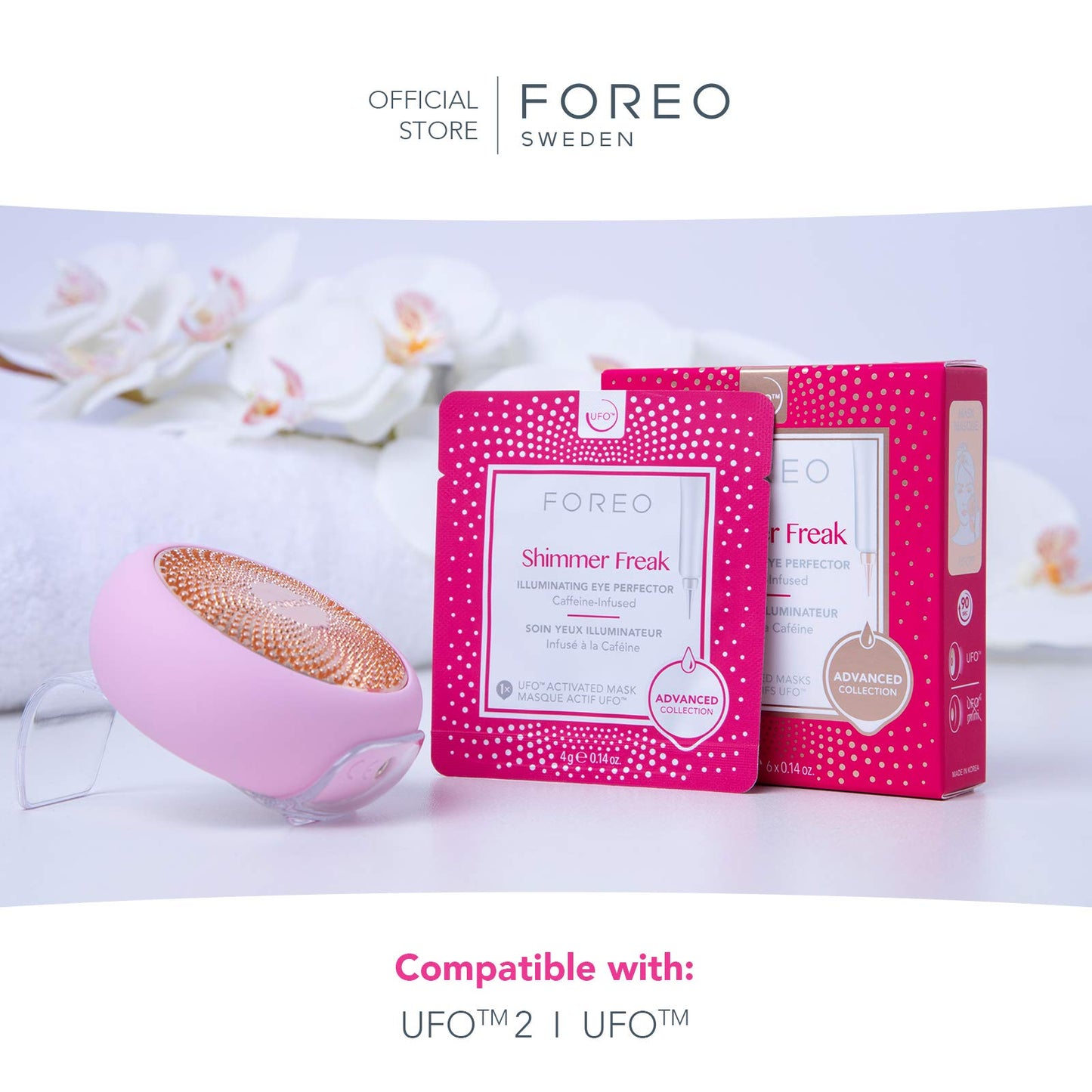 Shimmer Freak Advanced Collection 2.0 UFO-Activated Facial - Eye Contour Illuminating - Beauty & Personal Care - Rose Water - Niacinamide - All Skin Types - Wrinkles - Puffiness - 6 pcs in Pack