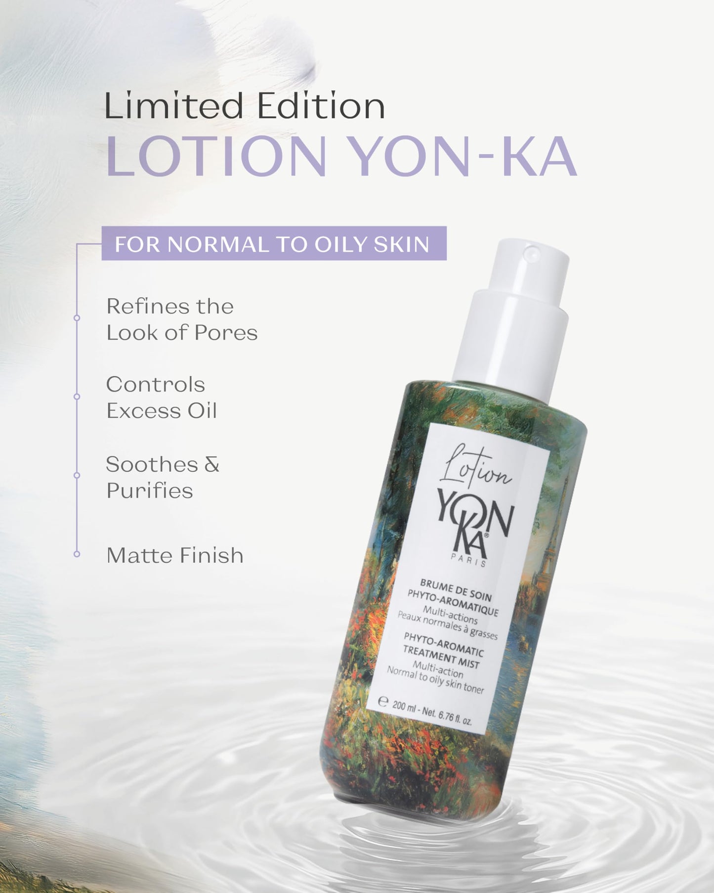 Yon-Ka Paris | Limited Edition Lotion Toner PNG | Purifying Face Toner Mist | for Normal and Oily Skin | 99% Natural Ingredients with Lavender Rosemary | 6.76 fl oz