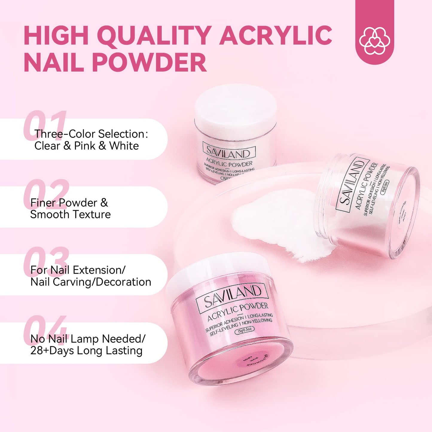 SAVILAND Acrylic Nail Kit with Everything: Complete Nails Kit Acrylic Set For Beginners & Enthusiasts Gel Polish Set U V Lamp, Nail Brushes, and Decorations for DIY Home Salon