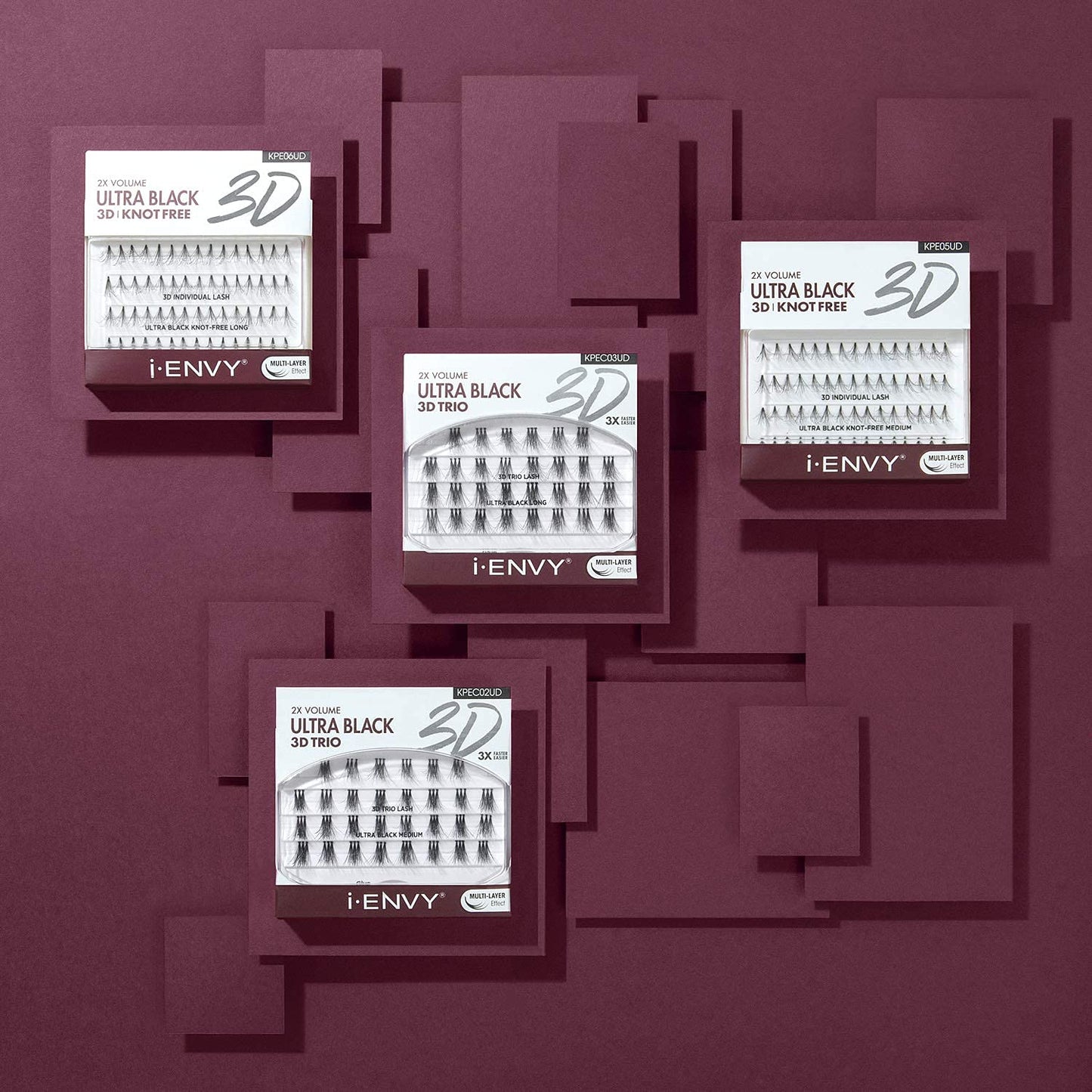 iENVY by KISS 3D Trio Lashes Classic Long (2 PACK) Naturally Fluffy 3X Easier and Faster Application