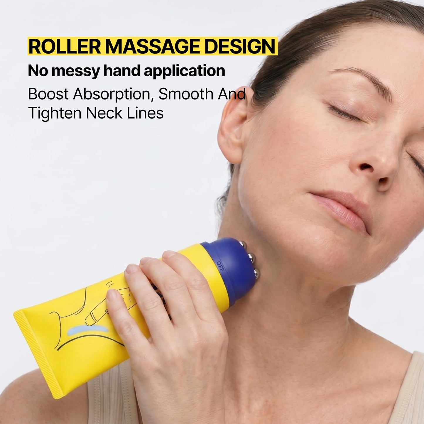 Z:SEA Neck Firming Cream with Roller for Gua Sha Massage, Tightening & Lifting Neck & Chest Cream for Crepey Skin, Anti Aging Moisturizer, 5.29 Oz