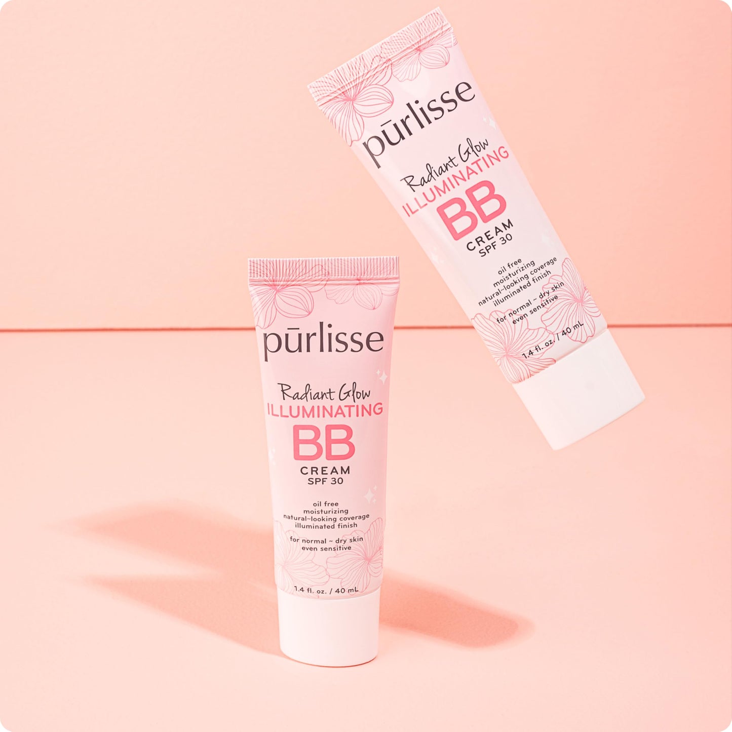 pūrlisse Radiant Glow Illuminating BB Cream with SPF 30 - Glow BB Cream Enriched with Goji & Hawthorn Berry for Dewy Skin - Helps to Improve Skin Texture & Radiance - Light Medium (1.4 oz)