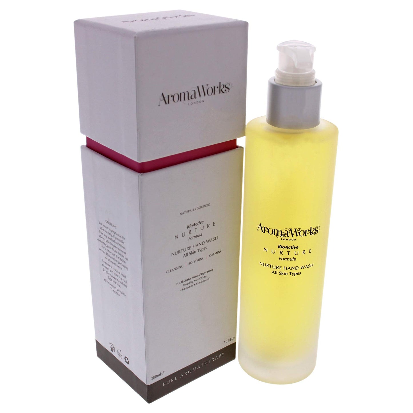 Aromaworks Nurture Hand Wash - May Chang, Roman Chamomile And Sandalwood Aromas - Cleansing, Soothing And Calming - Natural, Vegan - 100% Pure Essential Oil - Cleanses Without Drying - 7.03 Oz