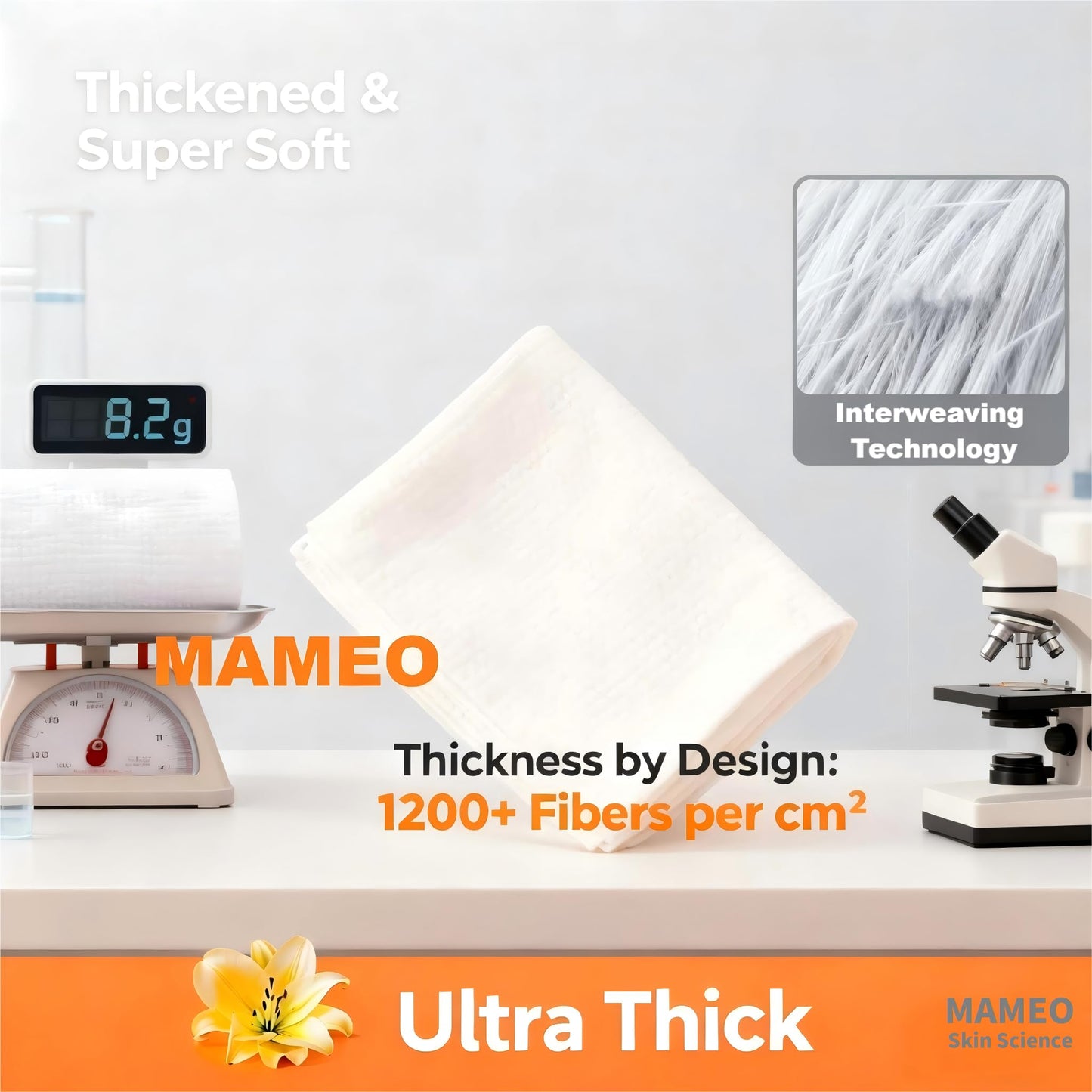 MAMEO Ultra Thick Disposable Face Towels XL, Lint-Free Facial Wipes for Makeup Removal & Gentle Skin Care,Household Essentials,160 Count（4 Pack）