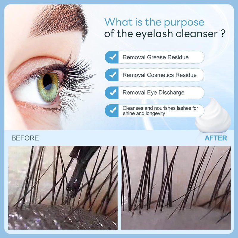 AuReve Lash Shampoo Concentrate 100ml Lash Extension Cleanser Oil-Free Eyelash Extension Shampoo with Salon Home Care -Makes 20 Bottles 60ml Lash Shampoo,Unscented
