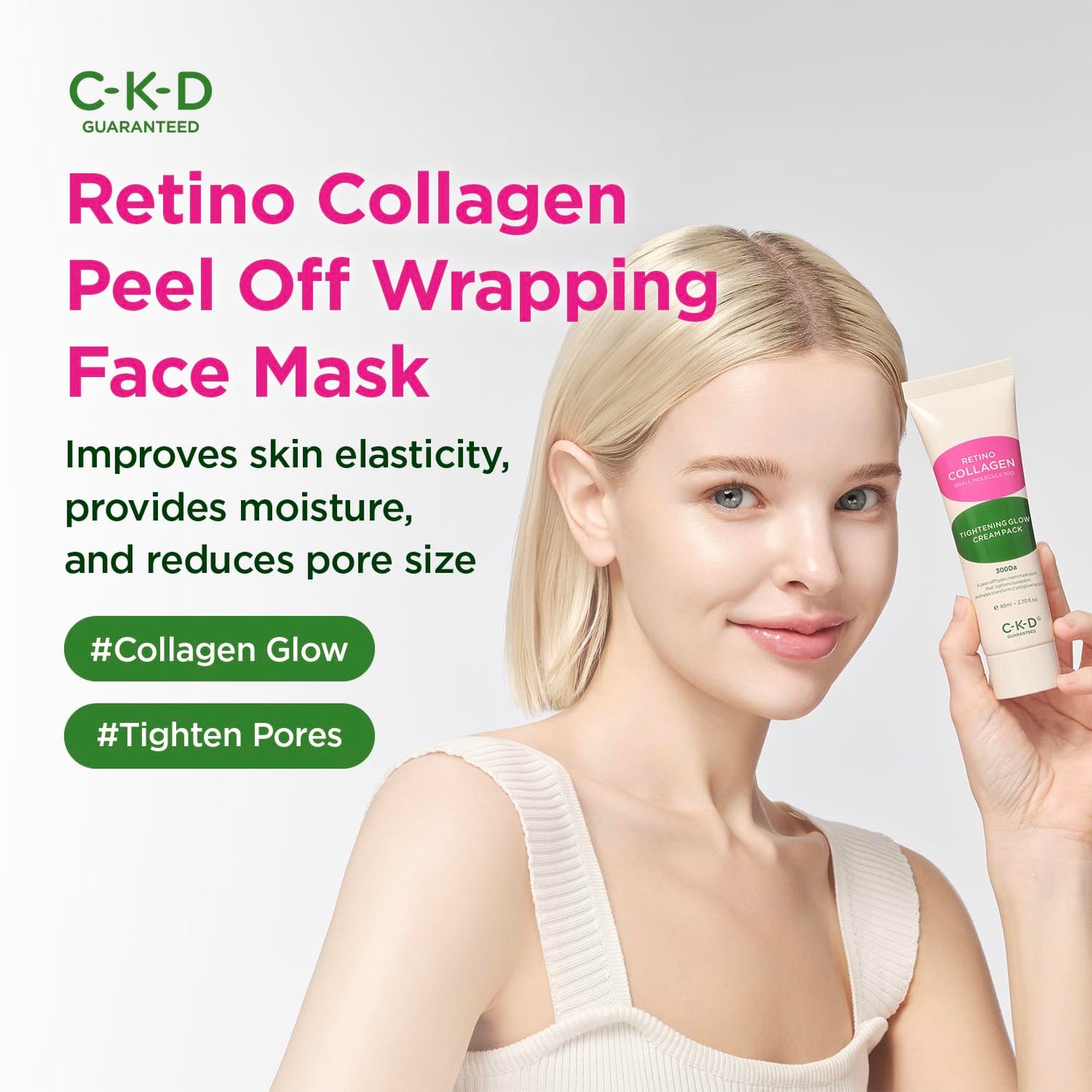 CKD Retinal Collagen Creamy Peel-Off Mask - Face Wrapping Mask for Glowing Glass, Pore Tightening, Firming & Elasticity. Low-Molecular Collagen for Deep Absorption. Korean Skin Care. 2.7 fl oz