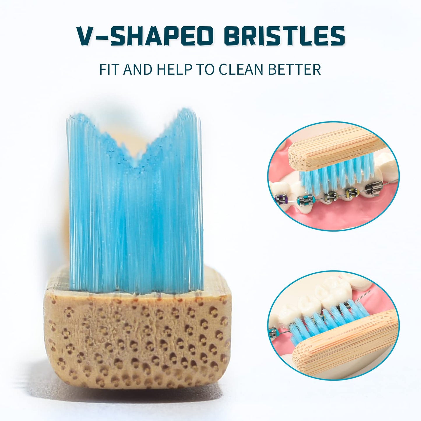 Y-Kelin Bamboo V-Shaped Orthodontic Toothbrush, 3pcs, Pink