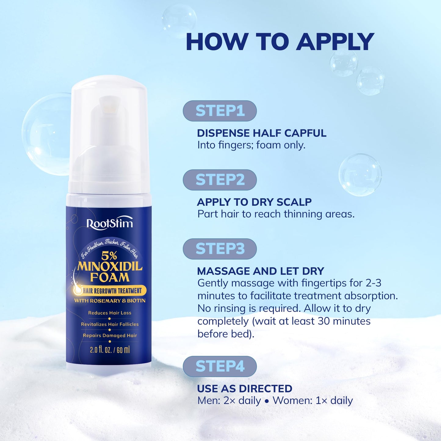 Foam for men and women, Hair Health Solution 6 FL OZ