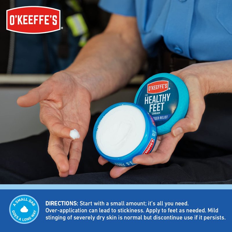 O'Keeffe's for Healthy Feet Foot Cream; Guaranteed Relief for Extremely Dry; Cracked Feet; Instantly Boosts Moisture Levels; 3.2 Ounce Jar; (Pack of 4)