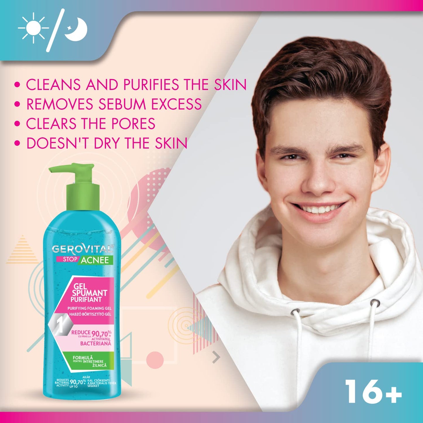 Gerovital STOP ACNE Purifying Foaming Gel – Deep Cleansing Face Wash for Oily and Blemish-Prone Skin, 150ml