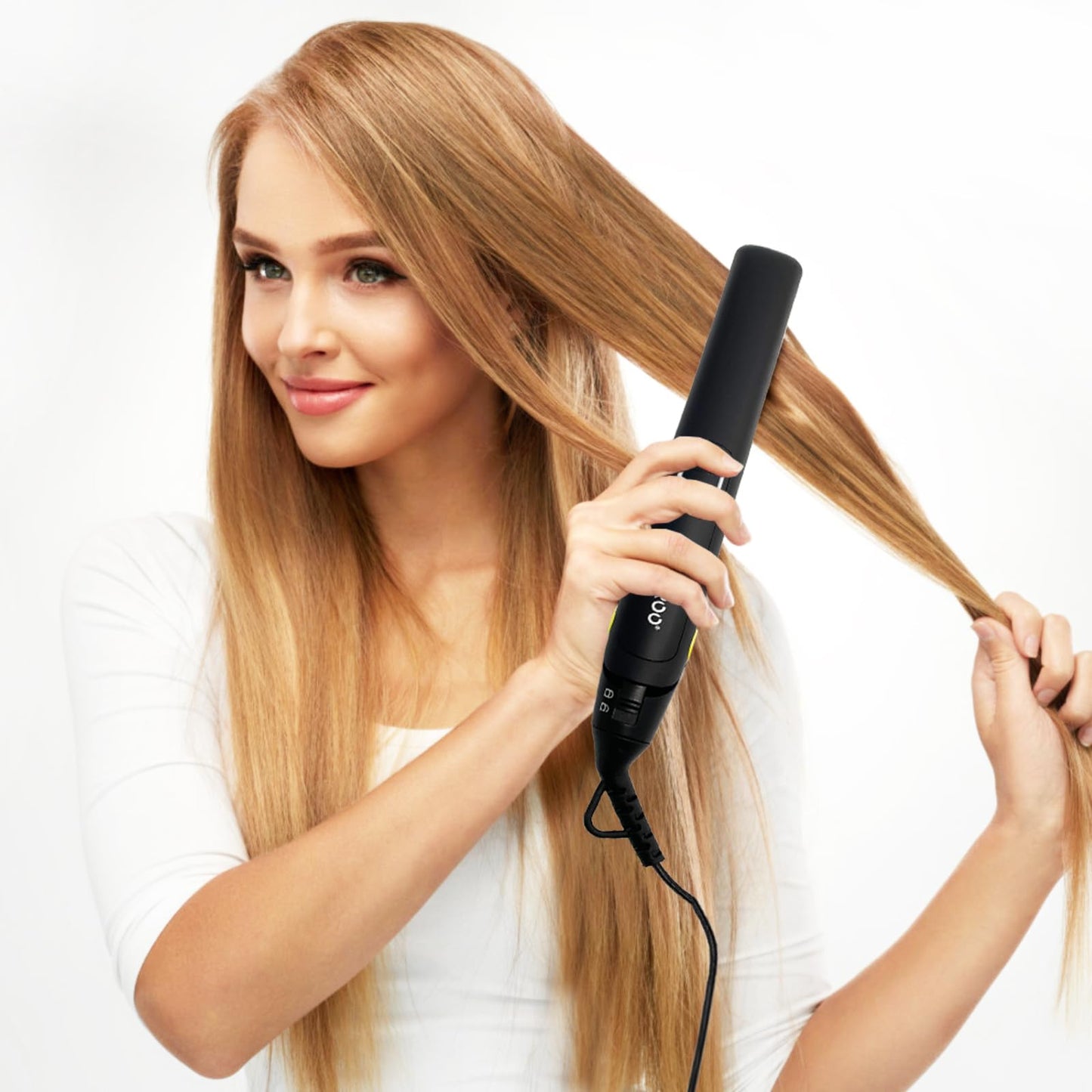 IBROO Flat Iron Ceramic Hair Straightener, 15% Plus Long 1 inch Tourmaline Curling Straightening Iron in One, 230 to 450℉ Straight Iron for Black Women Hair, Dual Voltage Flatiron 110v-220v for Travel