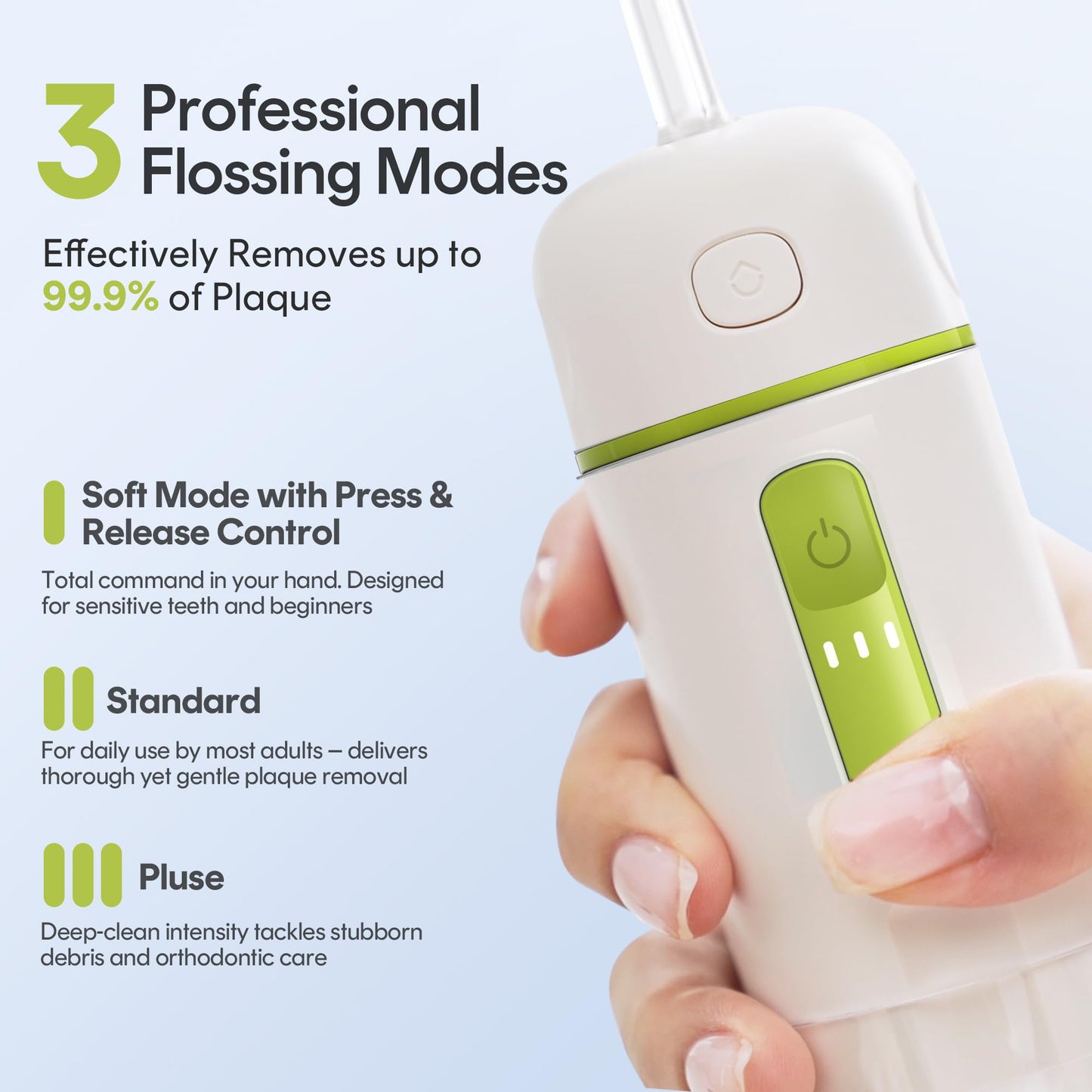 bixdo Water Flosser Portable for Travel - Mini Water Flosser with 3 Modes, IPX7 Waterproof, 360° Nozzles, Cordless Water Dental Flosser for Teeth Cleaning Flossing for Adults, Braces & Sensitive Gums