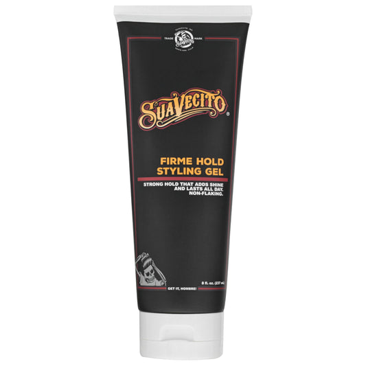 Suavecito Firme (Strong) Hold Styling Gel 8 oz -Original Scent, High Shine - Alcohol Free - Won't Dry or Flake, Lasts All Day, Works On All Hair Types And Textures