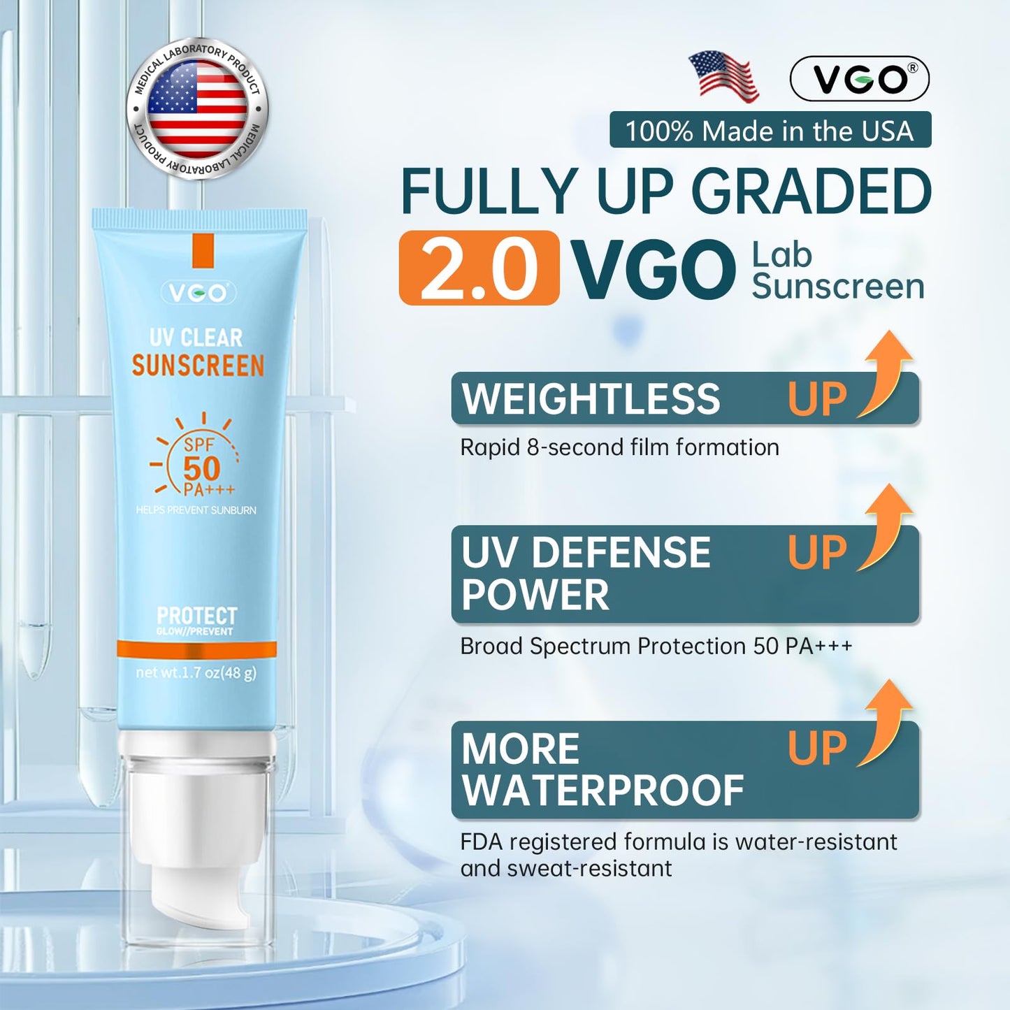 VGO Mineral Sunscreen for Face, Reef Safe Sunscreen, Oil-Free Face Moisturizer with SPF 50, Broad-Spectrum UVA/UVB Protection, Lightweight, Non-Comedogenic, Travel Size (2 pack)