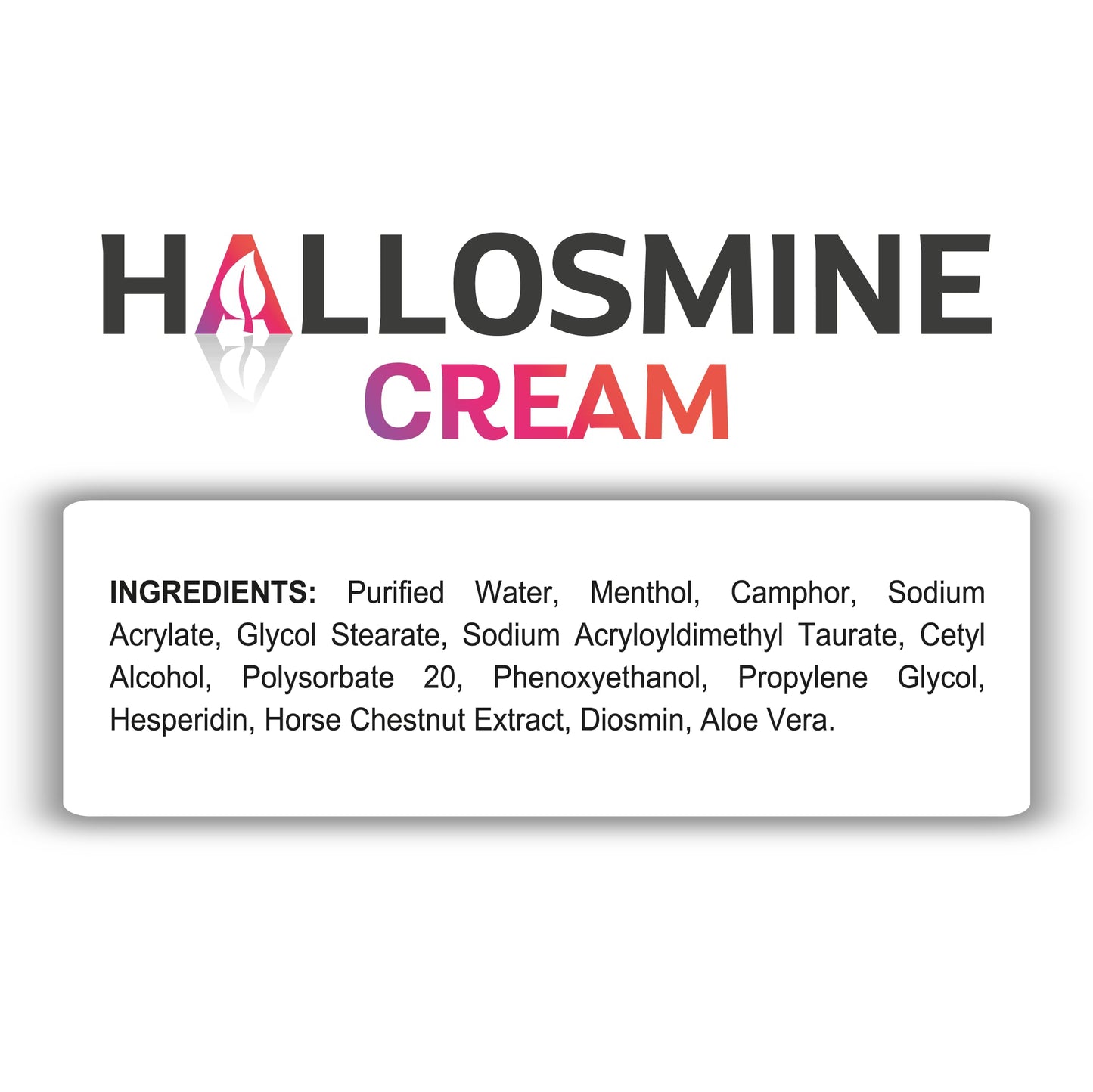 Hallusa Natural Hallosmine Leg Cream with Diosmin, Hesperidin, Horse Chestnut, Menthol & Aloe Vera | Daily Leg Comfort for Visible Veins, Swollen Feet, Ankles and Legs, 4oz (112g)