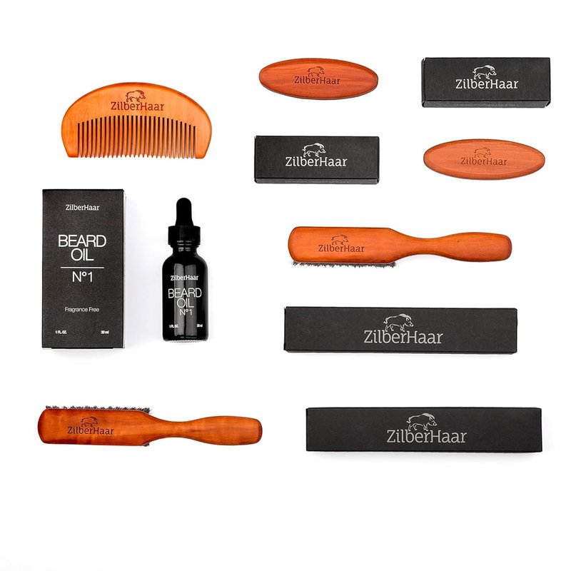 ZilberHaar Beard Brush - Soft Boar Bristles for Grooming | Promotes Growth & Straightens Beards