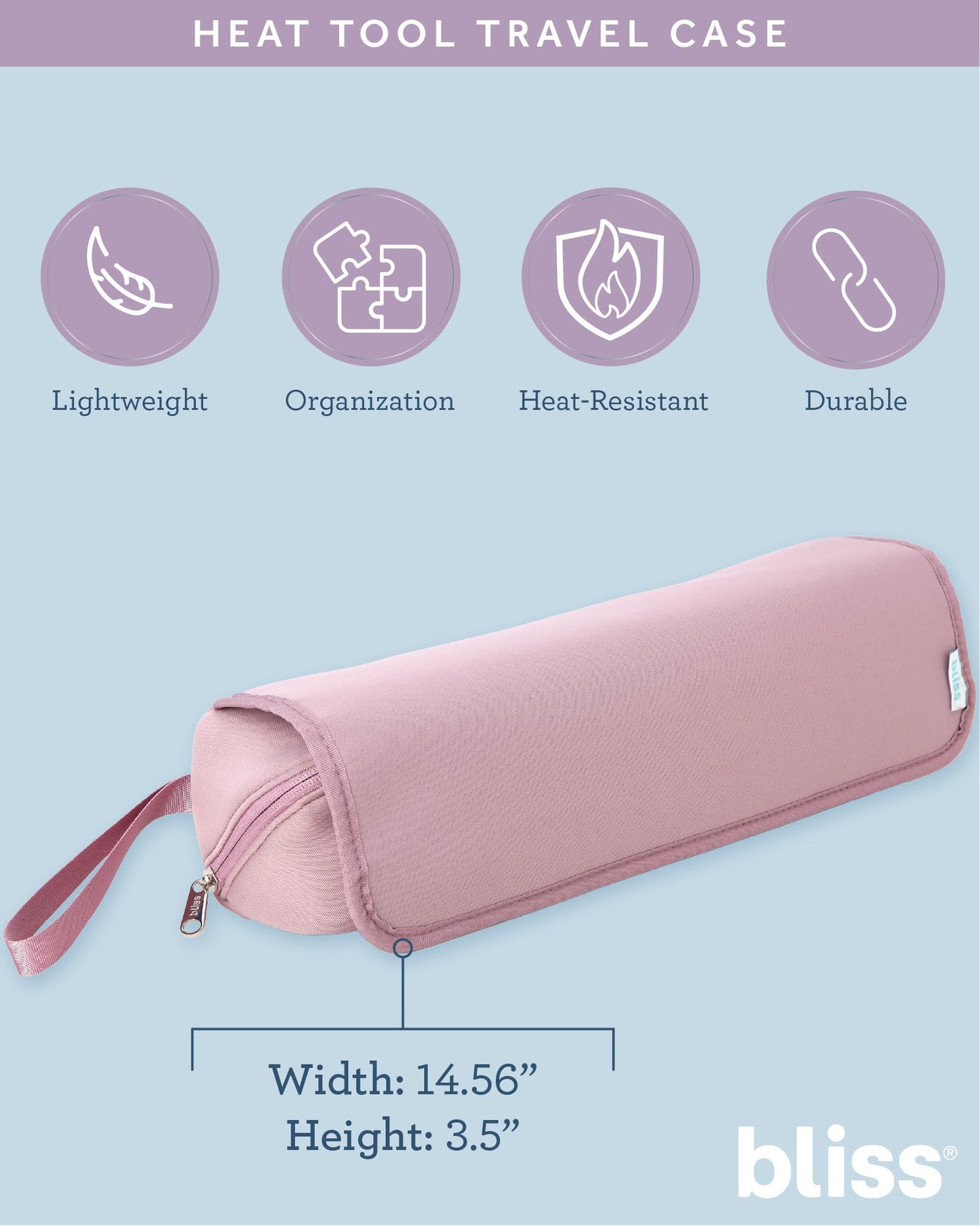 Bliss Women's Travel Heat Tool Bag Heat-Resistant Case for Styling Tools