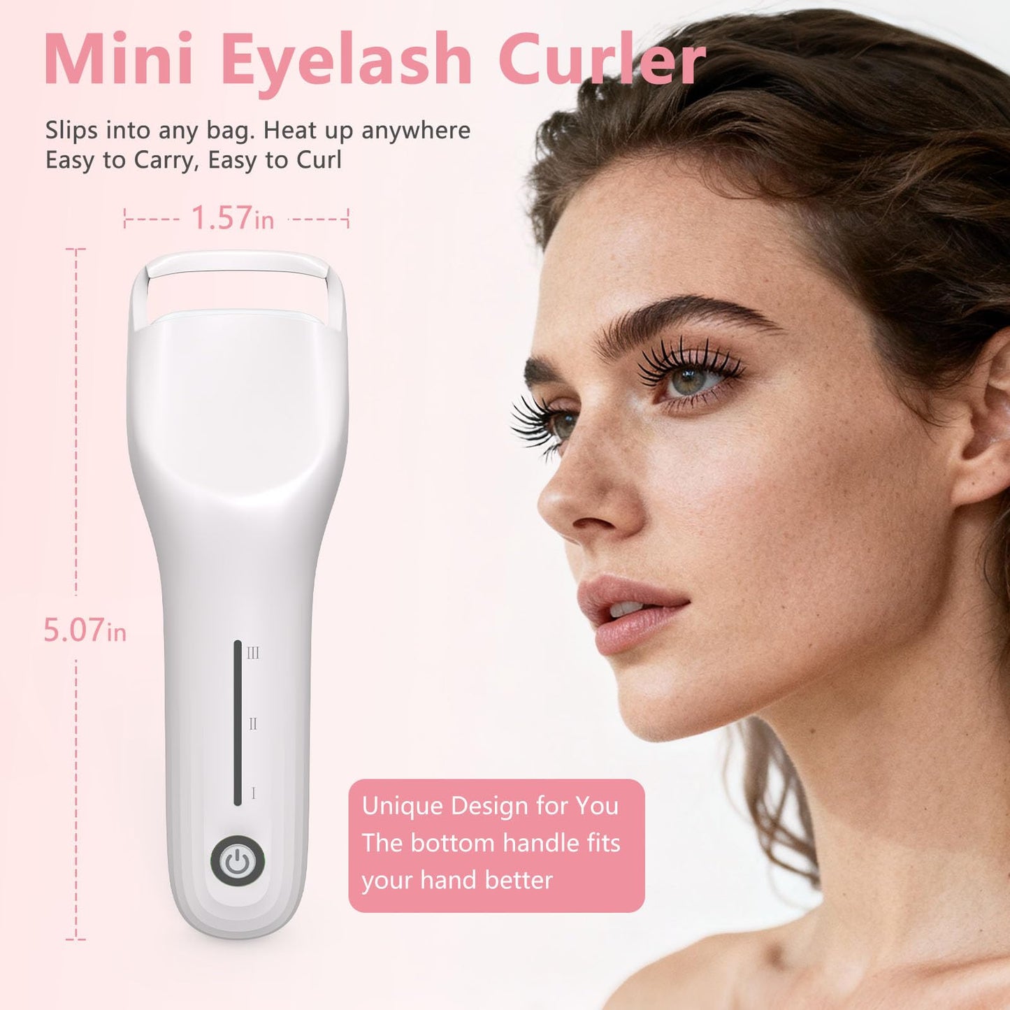 KOKABI Heated Eyelash Curler for Women, Mini Electric Lash Curler with 10S Heat 3S Style 24H Lift for Long, 3 Adjustable Temp & USB-C Rechargeable, Ergonomic Design, Travel-Friendly Makeup Tool Gift