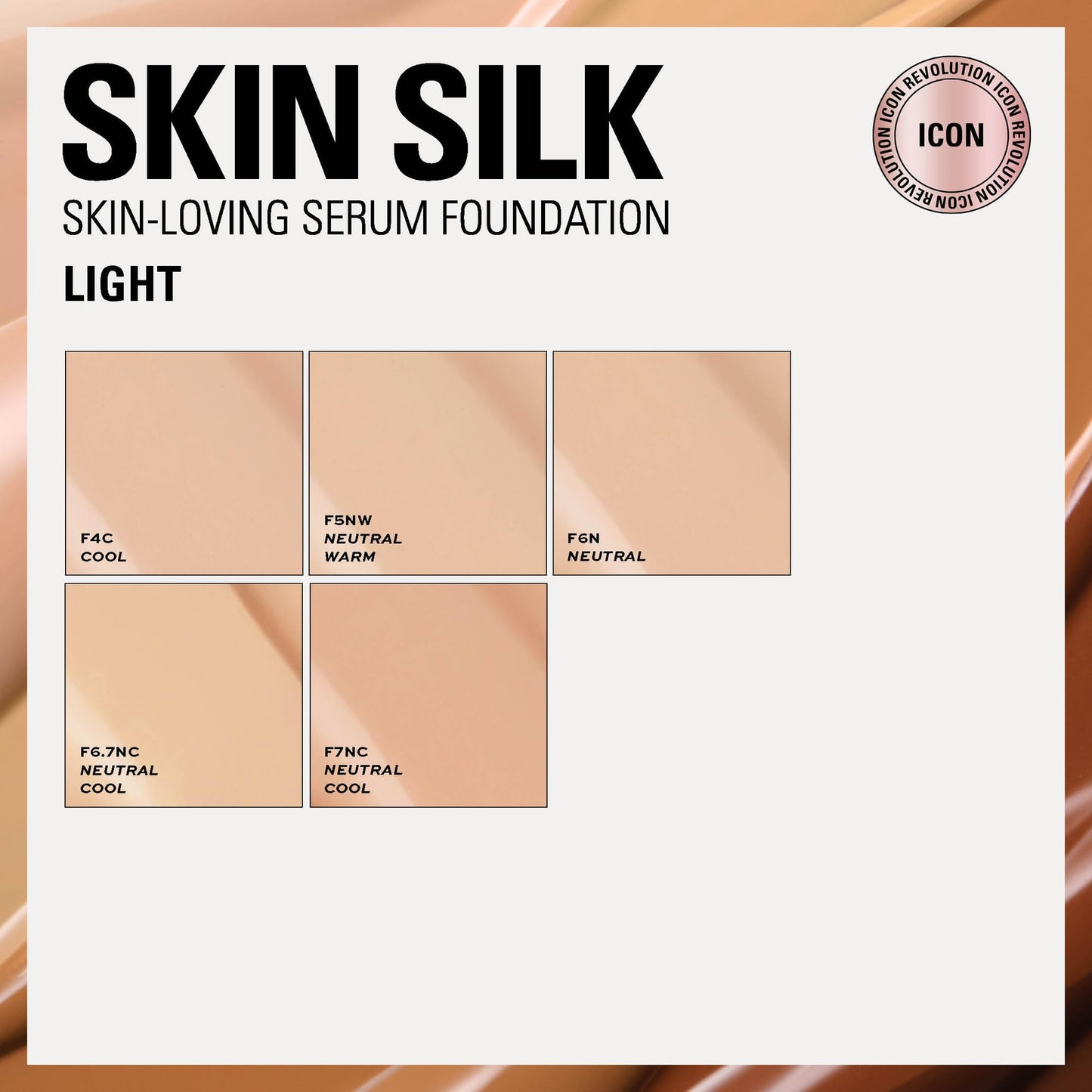Revolution Skin Silk Radiant Satin Serum Foundation, Buildable Coverage with Hydrating Hyaluronic Acid for a Natural Finish, Vegan & Cruelty-Free, F4C Light Skin Tones, 0.77 fl oz