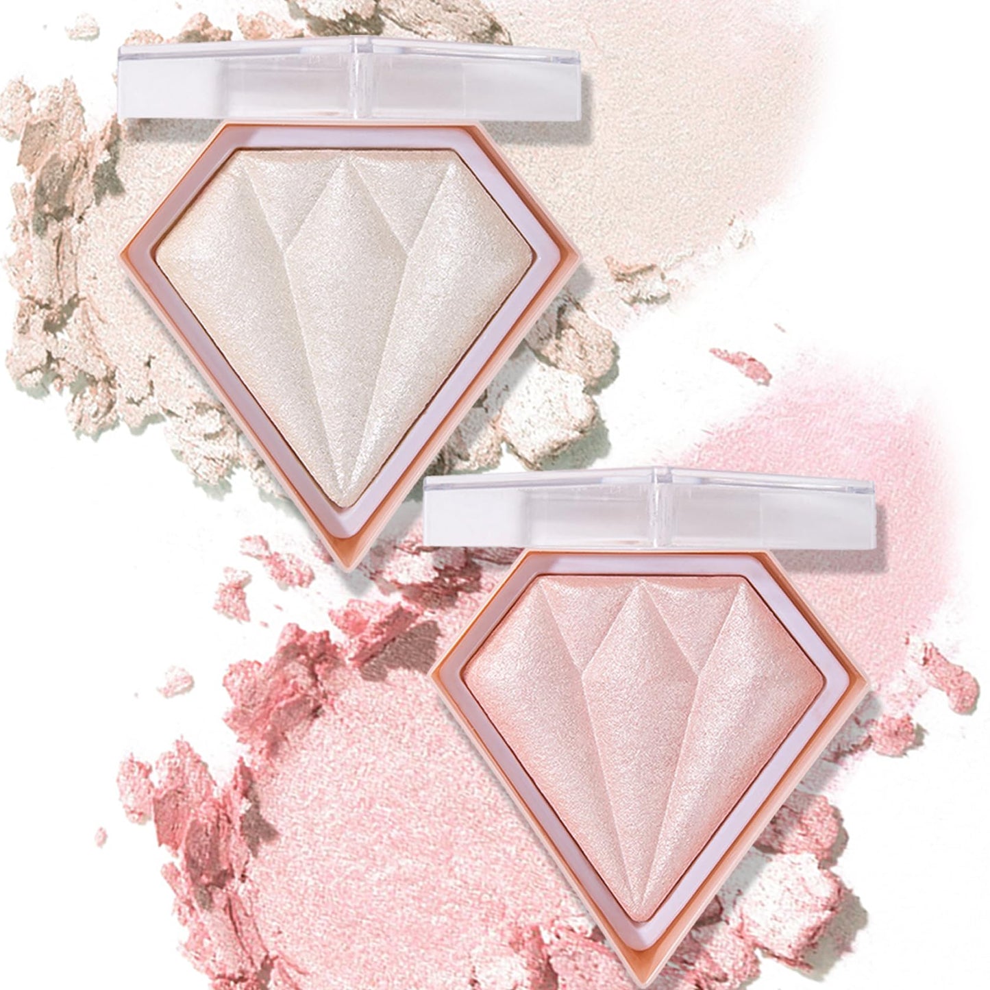 XINGXYUEL Face Shimmer Highlighter Palette, 1.0 Ounce, Pearl White+Fairy Pink, Long-Lasting, Shimmery, Powder, Unisex, Palette, Mixed Colors