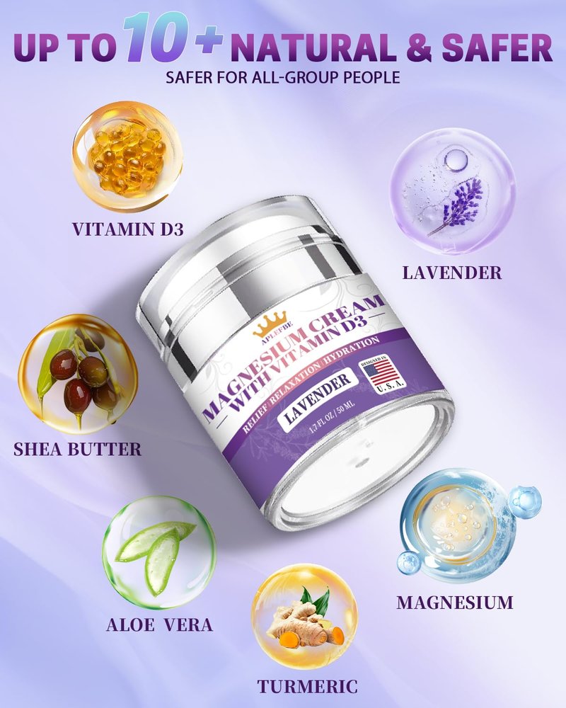 Magnesium Cream for Sleep | 5-In-1 Soothing Lotion with Lavender & Chamomile - 1.7 FL OZ