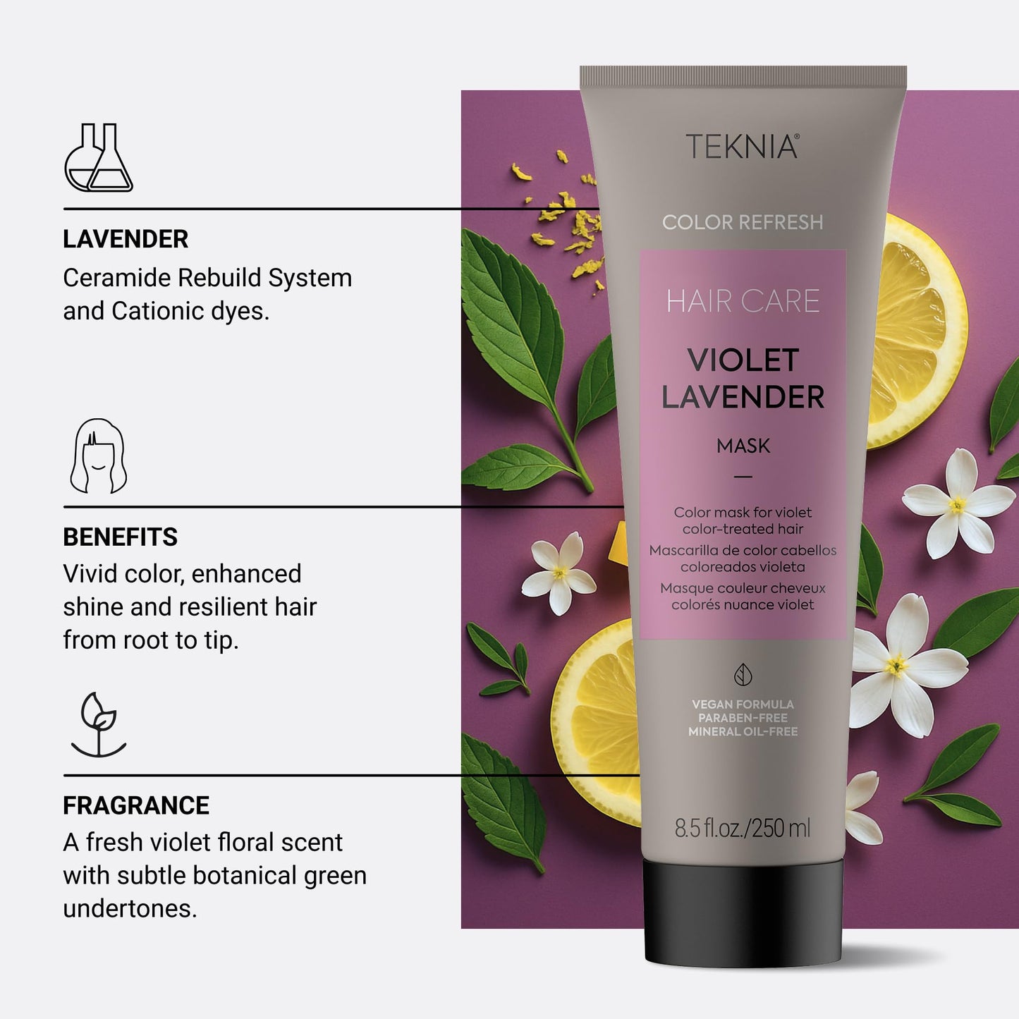 LAKMÉ Teknia Violet Lavender Color Refresh Hair Mask, Color Depositing Conditioner for Purple Hair, 8.5 Fl Oz