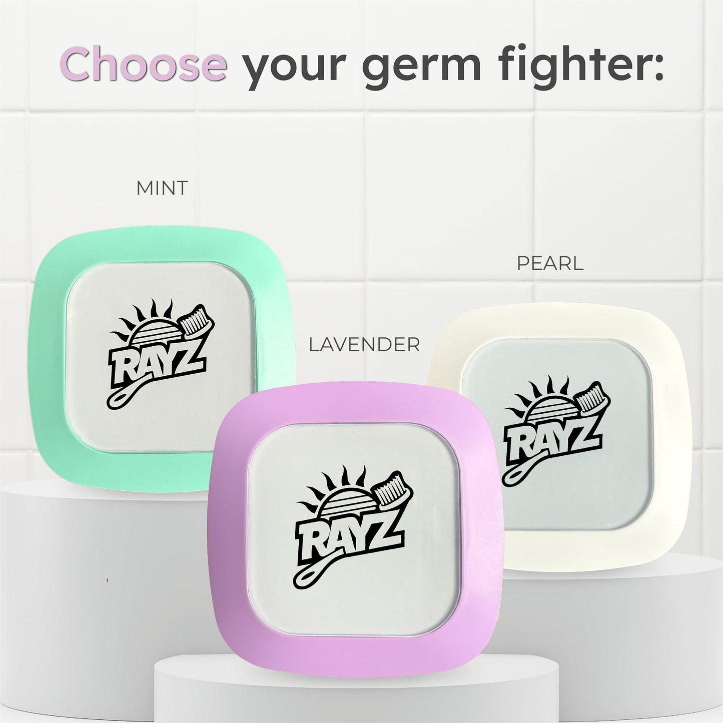 Rayz UV-C Toothbrush Sanitizer | Portable & Rechargeable | 99.9% Sanitization in 3 Minutes | Wall Mountable, Travel-Friendly & TSA-Approved (Lavender)