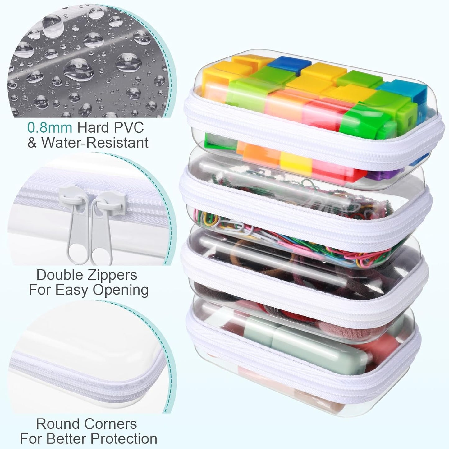 Clear Zipper Pouches - 6 Pcs Transparent Makeup & Toiletry Bags | Travel Organizer (White, 5 x 3 x 2 Inch)