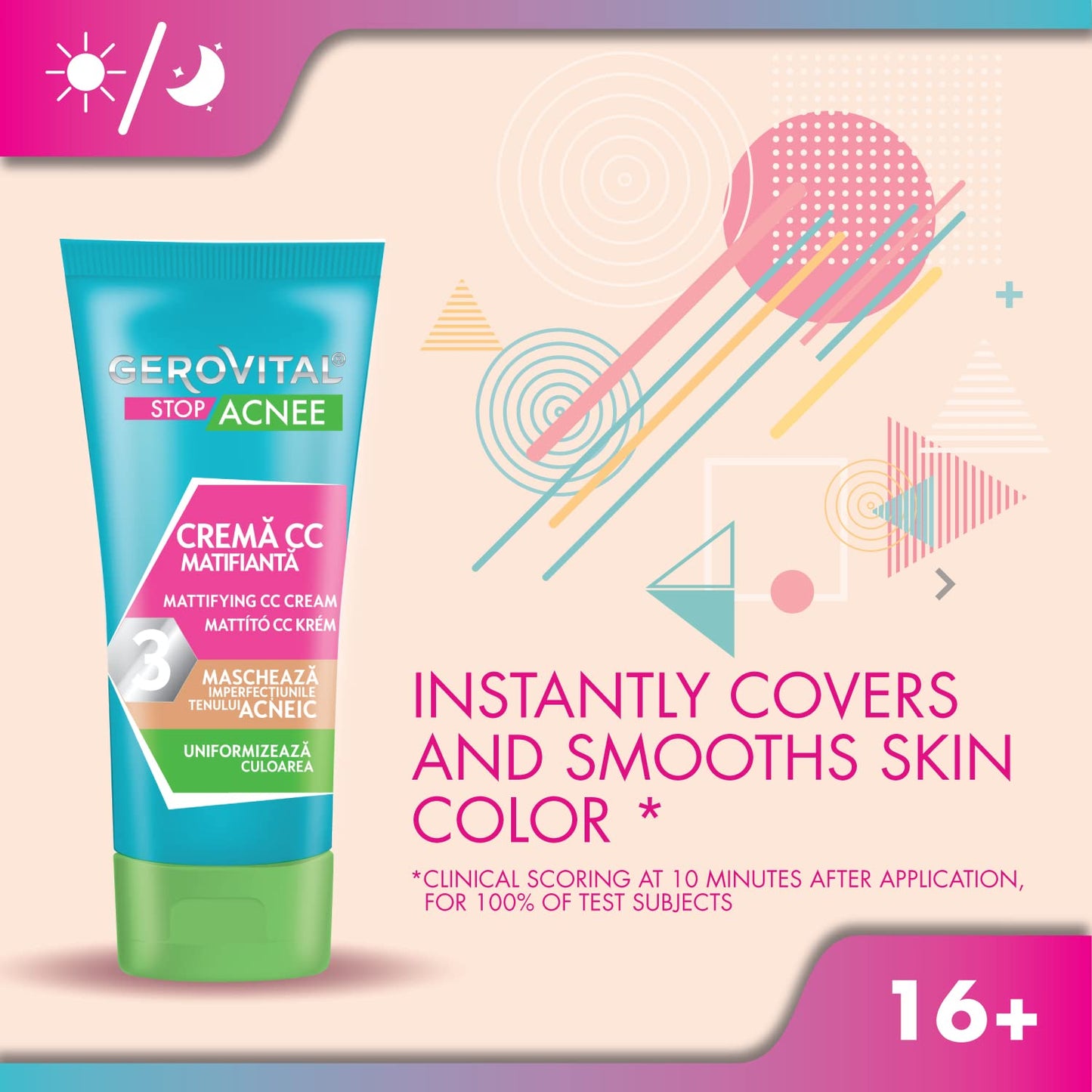 Gerovital STOP ACNE Mattifying CC Cream – Skin Perfecting Formula for an Even Complexion, Medium Shade, 30ml